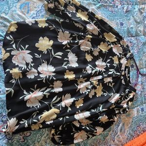 Black Floral Shift Dress with Yellow & Cream Blooms